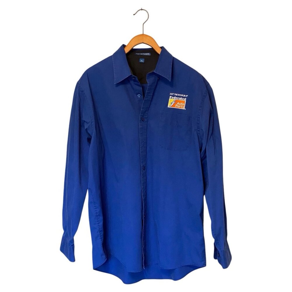 Federated Auto Parts Men's XL Blue Long Sleeve Button Up Port Authority
